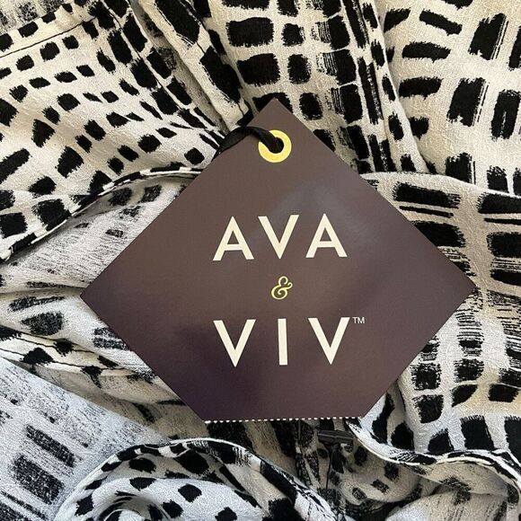 Ava & Viv Womens Size 3X Peplum Sleeveless Blouse Top Black White Flowy NWT - Picture 13 of 16